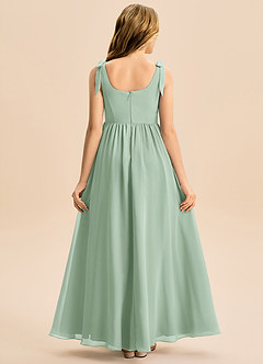 Azazie Delia Junior Agave A-Line Bow Chiffon Dress image6