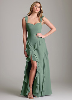 Azazie Sloane Bridesmaid Dresses Eucalyptus A-Line Sweetheart Neckline Chiffon Dress image3