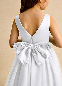 Azazie Malva Flower Girl Dresses White Ball-Gown Bow Tulle Dress image6