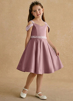 Azazie Judi Flower Girl Klänningar Klä A-Line i Matt satäng image4