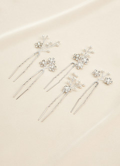 front Conjunto de horquilla con racimo floral de diamantes de imitación