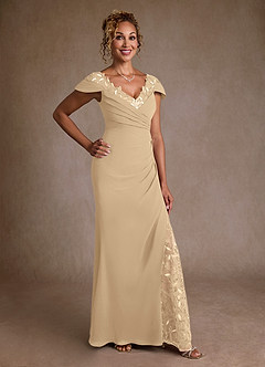 Azazie Betania Mother of the Bride Dresses Champagne Mermaid Sequins Chiffon Dress image3