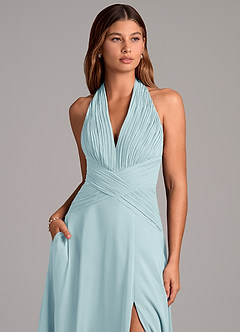 Azazie Elizabeth Brudtärnklänningar Klänning av A-Linje i Chiffong Plisserad Havsglas image6