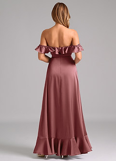 Azazie Lyra Bridesmaid Dresses Amethyst A-Line Off the Shoulder Stretch Satin Convertible Dress image6