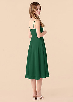 Azazie Mariam Junior Dark Green A-Line Pleated Chiffon Dress image2