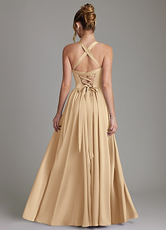 Azazie Francis Bridesmaid Dresses Champagne A-Line Corset Stretch Satin Dress image2
