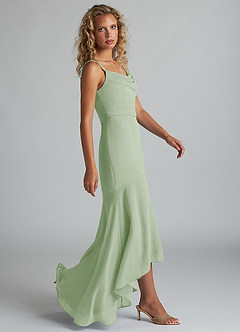 Azazie Summer Bridesmaid Dresses Dusty Sage Mermaid Scoop Cowl Chiffon Dress image3