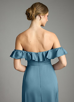 Azazie Lyra Bridesmaid Dresses Bermuda A-Line Off the Shoulder Stretch Satin Convertible Dress image9