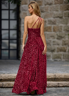Opulent Burgundy Velvet Sequins Prom Dress image2