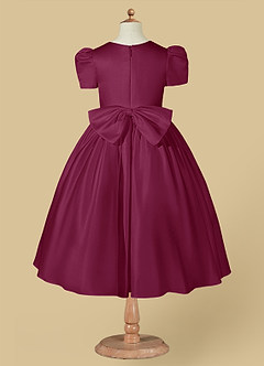 Azazie Anirra Flower Girl Dresses Mulberry Ball-Gown Pleated Matte Satin Dress image6