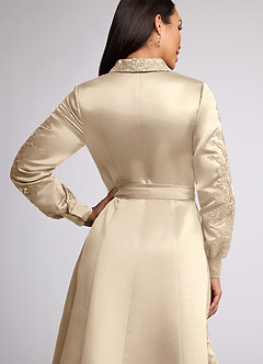 Azazie Ruth Mother of the Bride Dresses Champagne A-Line Lace Matte Satin Dress image5