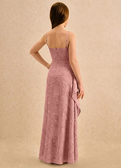 Azazie Cannoli Girls Formal Blumenmädchenkleider A-Linie Plissee Blumen-Burnout Kleid Rosettenrosa image2