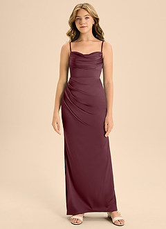 Azazie Mai Junior A-Linie Herzausschnitt Stretch-Satin Kleid Sangria image5