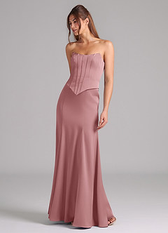 Azazie Ximena Bridesmaid Dresses Dusty Rose Mermaid Corset Stretch Satin Convertible Dress image4
