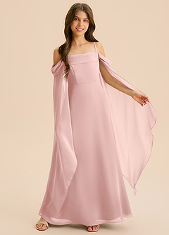 Azazie Moana Junior Powder Pink A-Line Pleated Chiffon Dress image6