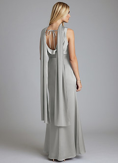 Azazie Tallie Bridesmaid Dresses Silver Mermaid Pleated Stretch Satin Dress image4