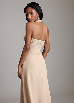 Azazie Clarisa Bridesmaid Dresses Taupe A-Line Pleated Chiffon Dress image4