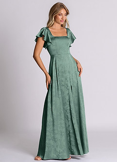 Azazie Bondi 신부 들러리 드레스 A라인 절하다 자카드 바닥 길이 드레스 image5