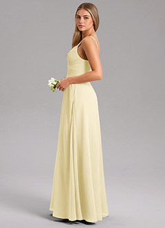 Azazie Terese Bridesmaid Dresses Lemon Sorbet A-Line Pleated Chiffon Dress image4