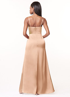 Azazie Maci Bridesmaid Dresses English Rose A-Line V-Neck Pleated Stretch Satin Dress image2