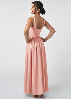Azazie Keyla Junior A-Linie Plissee Chiffon Kleid Rosettenrosa image4