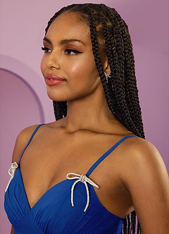 Barbie ♥ Azazie Jurken voor bruidsmeisjes Jurk van Chiffon met A-Lijn met Zakken Koningsblauw image10