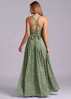 Azazie Francis Bridesmaid Dresses Pistachio A-Line Corset Floral Burnout Dress image6