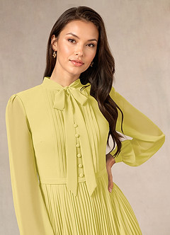 Azazie Adellah Mother of the Bride Dresses Canary A-Line Pleated Chiffon Dress image5