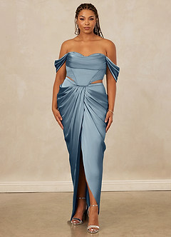 Christian Siriano Bridal for Azazie 1016 Bridesmaid Dresses Off Shoulder Stretch Satin and Chantilly Lace Two Piece image10