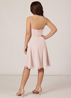 Azazie Kalie Junior Rose Petal A-Line with Belt Chiffon Dress image4