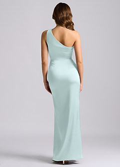 Azazie Akilah Bridesmaid Dresses Sea Glass Mermaid One Shoulder Stretch Satin Dress image2
