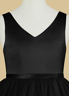 Azazie Marybell Flower Girl Dresses Black A-Line Bow Tulle Dress image8