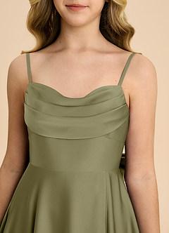 Azazie Bear Junior Pistachio A-Line Sweetheart Neckline Stretch Satin Dress image8