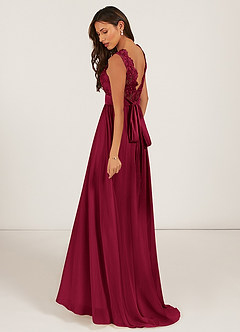 Azazie Gertrude Bridesmaid Dresses Burgundy A-Line Lace Chiffon Dress image4