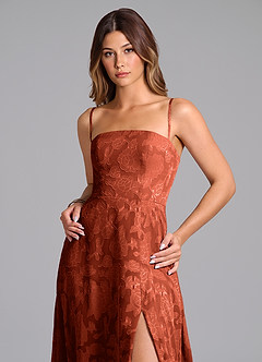Azazie Wren Bridesmaid Dresses Auburn A-Line Strapless Floral Burnout Dress image2