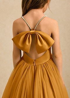 Azazie Aurora Flower Girl Dresses Butterscotch A-Line Bow Tulle Dress image5