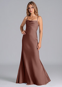 Azazie Seema Bridesmaid Dresses Espresso Mermaid Corset Stretch Satin Dress image5