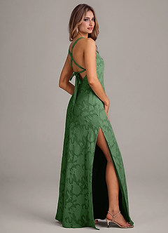 Azazie Aliza Venta Final Vestido de Eucalipto de Devorado Floral de Corte en A image5