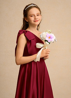 Azazie Guppy Girl Flower Girl Klänningar Klä A-Line i Matt satäng Ena axeln image6