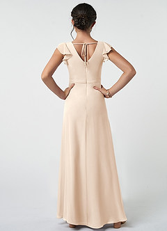 Azazie Claudine Junior White Alabaster A-Line Pleated Chiffon Dress image2