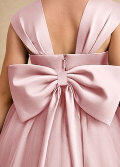 Azazie Chickadee Flower Girl Dresses Powder Pink Ball-Gown Sweetheart Neckline Matte Satin Dress image6