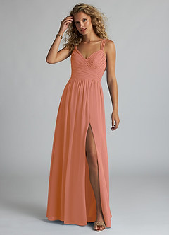 Azazie Aziza Bridesmaid Dresses MAI TAI A-Line V-Neck Pleated Chiffon Dress image2