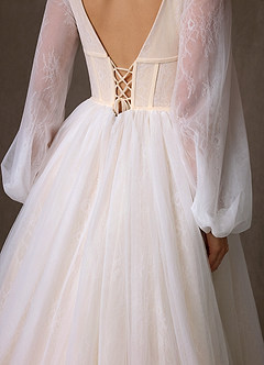 Azazie Cressida Hochzeitskleider Ballkleid Spitze Tüll Kleid Diamantweiß Champagner image9