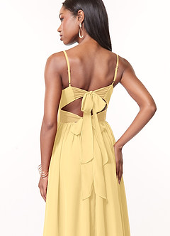 Azazie Zeya Bridesmaid Dresses Butter A-Line V-Neck Pleated Chiffon Dress image2