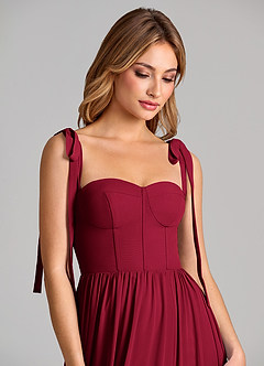Azazie Anastacia Bridesmaid Dresses Burgundy A-Line Sweetheart Neckline Chiffon Dress image7