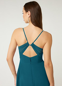 Azazie Minie Brautjungfernkleider A-Linie Schleifen Chiffon Kleid Tintenblau image7