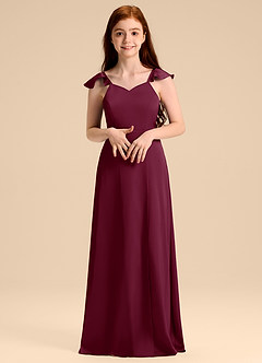 Azazie Everett Junior Vestido de Mora de Satén Elástico de Corte en A con Lazo image4