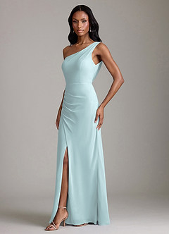 Azazie Madelyn Bridesmaid Dresses Mist Mermaid One Shoulder Chiffon Convertible Dress image6