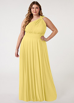 Azazie Charlize Abiti da Damigella Abito A-Line in Maglia Monospalla Canarino image6