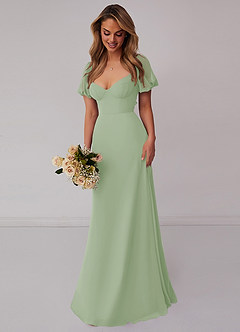 Barbie ♥ Azazie Bridesmaid Dresses Dusty Sage A-Line Pleated Chiffon Dress image6